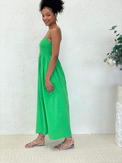 Smocked Green Maxi Dress