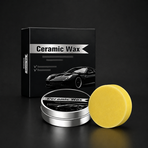 Titanium Ceramic Wax Cream with box, tin and yellow sponge