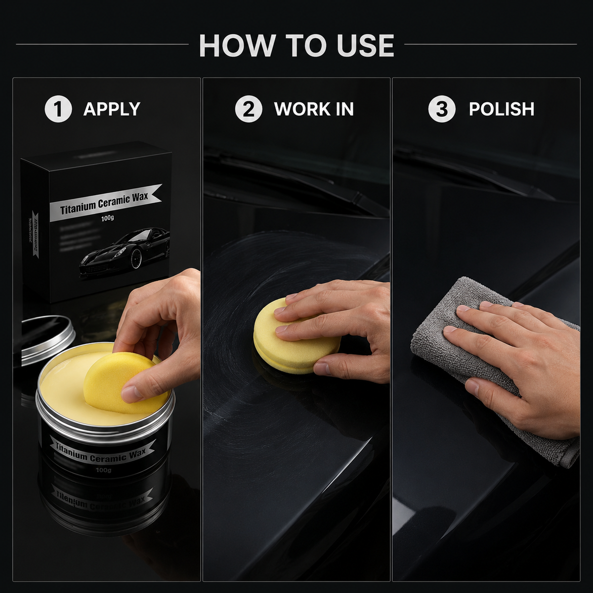 Three steps for applying Ceramic Wax Cream