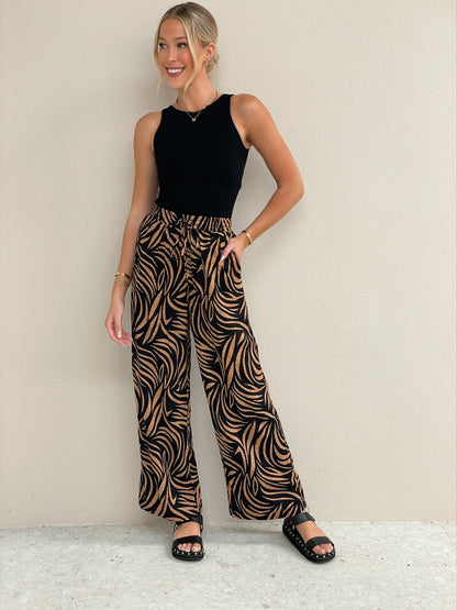 Printed Wide-Leg Pants